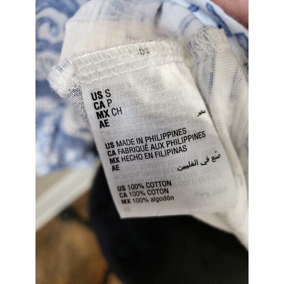 Women's INC Concepts Blue White Floral Print Top V Neck Drawstring Hem Small - Picture 11 of 13